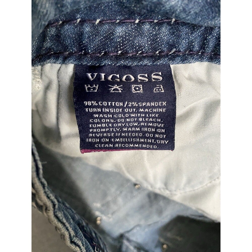 Vigoss Jeans Capri Bling Women's 27 Denim Blue New York Capri Y2K Pants Gems - Picture 15 of 16